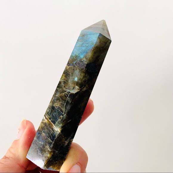 Labradorite Polish Genuine 4” Crystal Point Boho Gypsy Meditation Yoga Gemstone - Picture 1 of 4